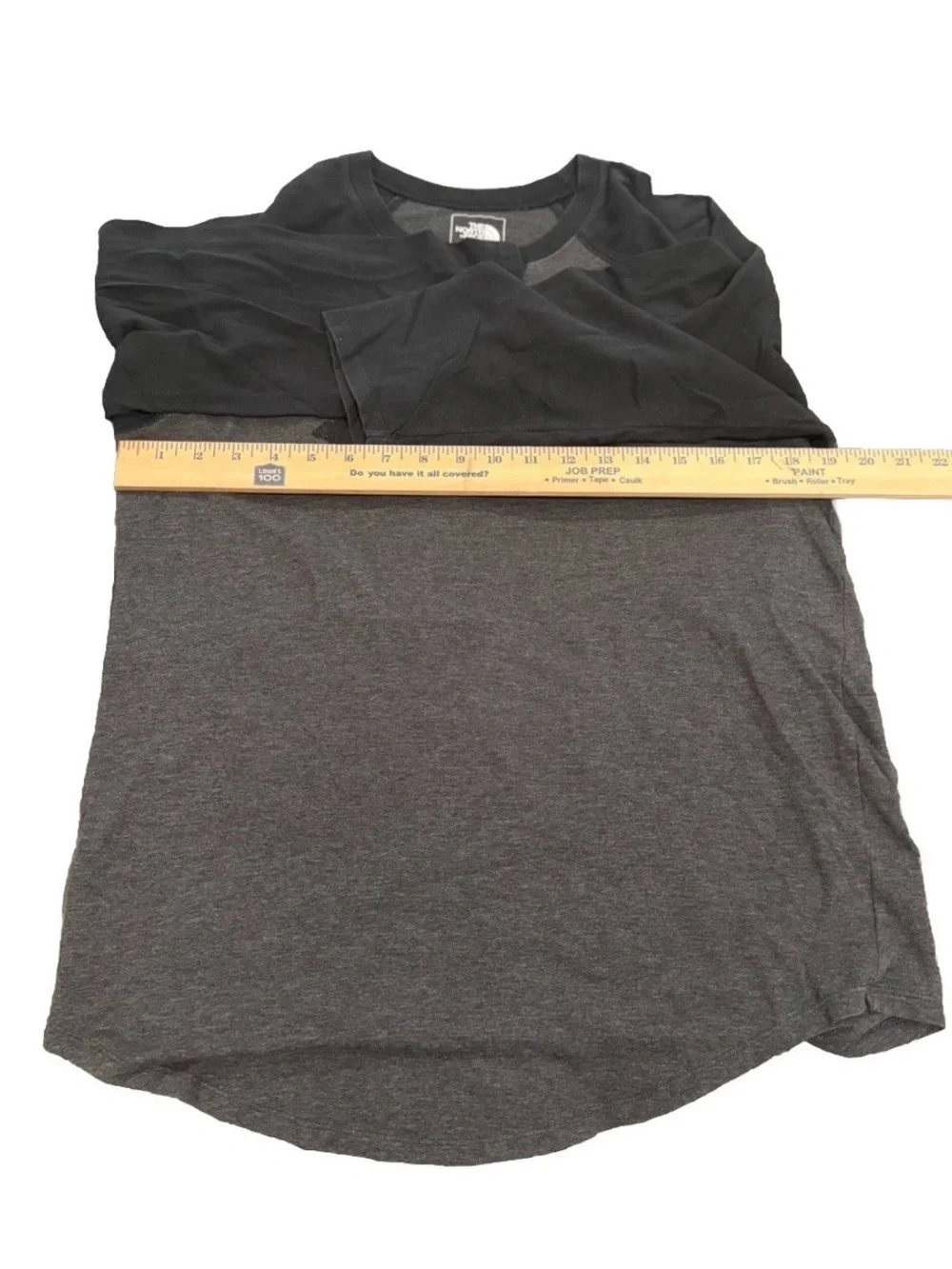 The North Face Gray Body with Black Raglan Long Sleeve Shirt